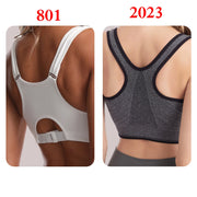 Seamless Push Up Cotton Sports Bra - Zipper Shockproof Mesh