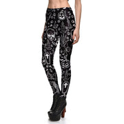 Black and White Graffiti Gothic Leggings - Booty Lifting Design