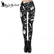 Black and White Graffiti Gothic Leggings - Booty Lifting Design