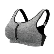 Seamless Push Up Cotton Sports Bra - Zipper Shockproof Mesh