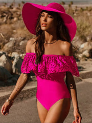 SupBora Off The Shoulder One Piece Swimwear - Solid Color