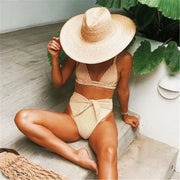 StripeBloom Bikini Set