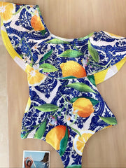 SupBora Off The Shoulder One Piece Swimwear - Solid Color