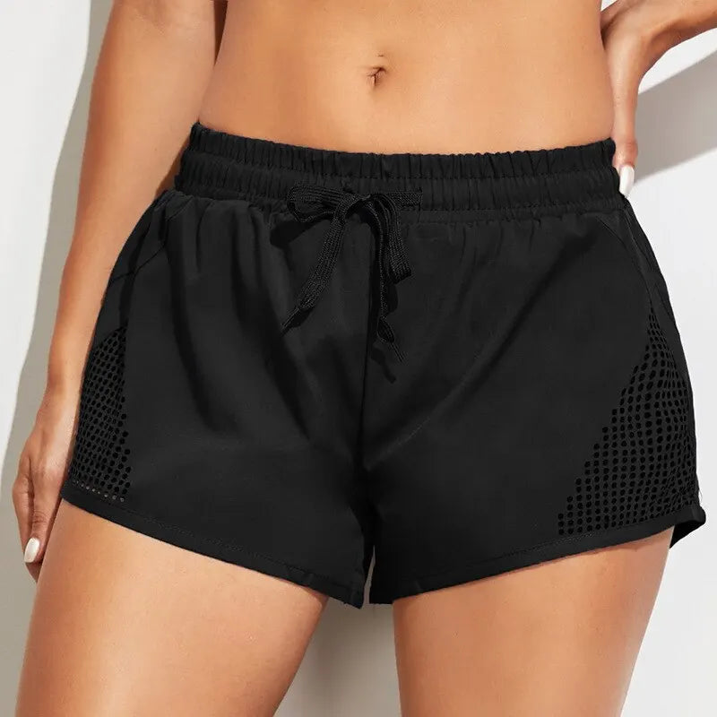 Casual Breathable Yoga Shorts - Seamless Polyester Solid