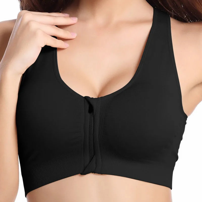 WANAYOU Zipper Push Up Sports Bra - Front Zip Padded Wirefree