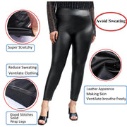 AIDAYOU Faux Leather Tummy Control Leggings - High Waist Shaping